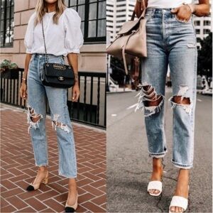 AGOLDE 90s Mid-Rise Straight Jeans Button Fly Light Captured Wash Size 24